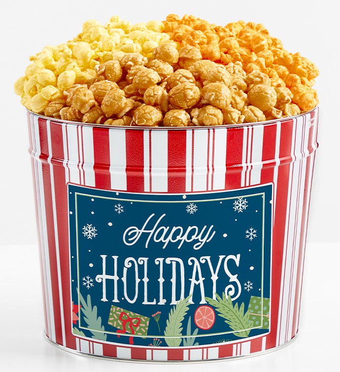 1.75 Gallon Retro Popcorn Tin 3-Flavor, Christmas Gifts by The Popcorn Factory