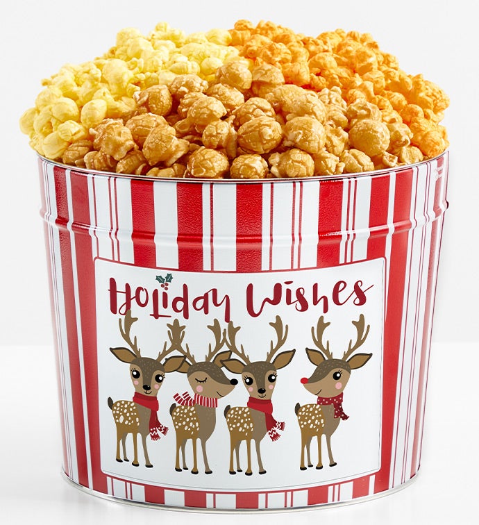 1.75 Gallon Popcorn Tin Retro 3-Flavor, Christmas Gifts by The Popcorn Factory