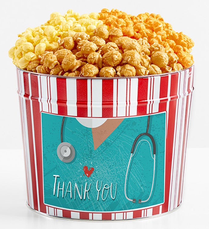 1.75 Gallon Retro Popcorn Tin 3-Flavor, Thank you Gifts by The Popcorn Factory