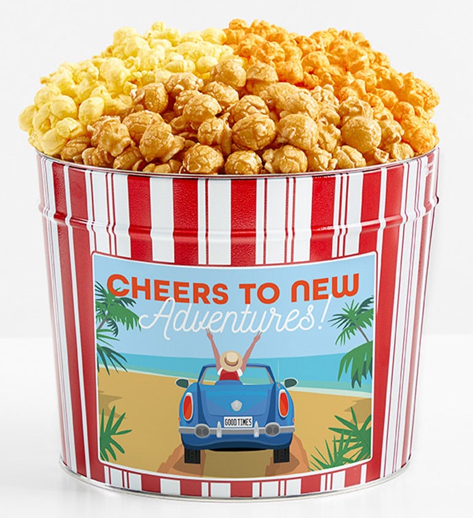 1.75 Gallon Retro Popcorn Tin 3-Flavor, Thank you Gifts by The Popcorn Factory