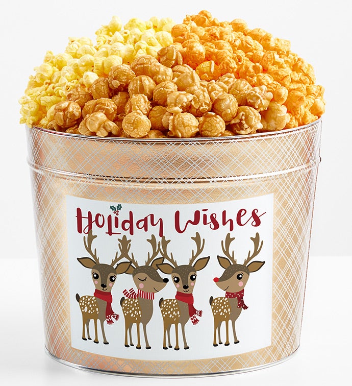 1.75 Gallon Popcorn Tin Gold 3-Flavor, Christmas Gifts by The Popcorn Factory