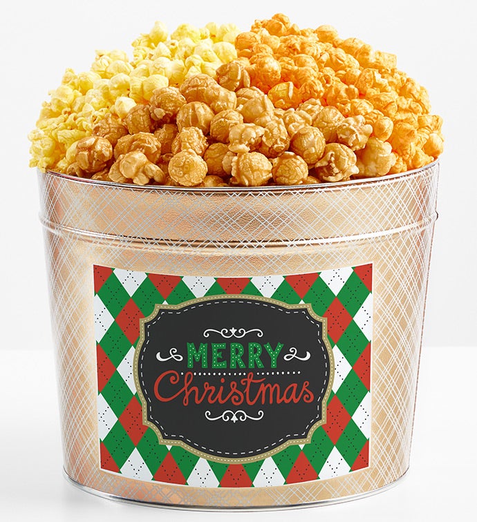 1.75 Gallon Gold Popcorn Tin 3-Flavor, Christmas Gifts by The Popcorn Factory