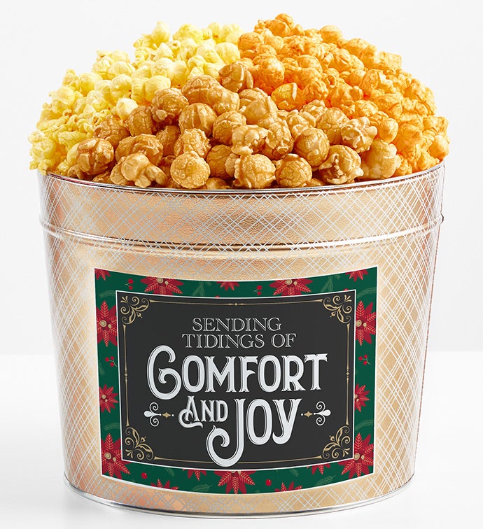 1.75 Gallon Gold Popcorn Tin 3-Flavor, Christmas Gifts by The Popcorn Factory