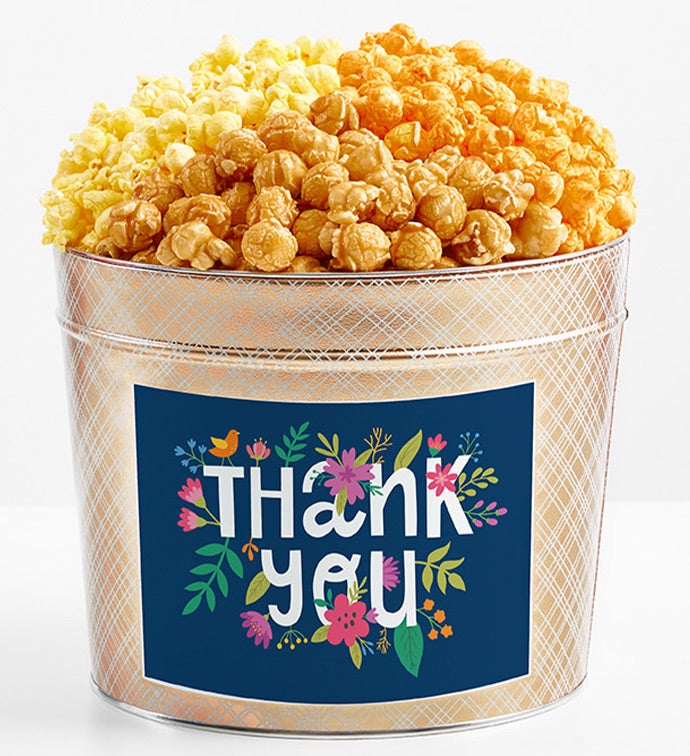 1.75 Gallon Gold Popcorn Tin 3-Flavor, Thank you Gifts by The Popcorn Factory