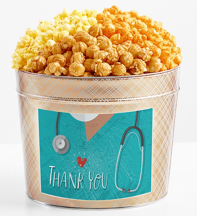 1.75 Gallon Gold Popcorn Tin 3-Flavor, Thank you Gifts by The Popcorn Factory
