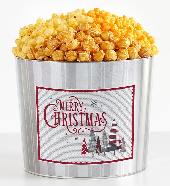 1.75 Gallon Silver Popcorn Tin 3-Flavor, Christmas Gifts by The Popcorn Factory