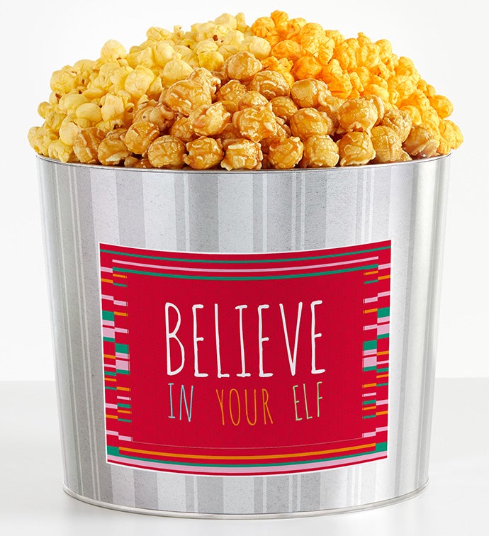 1.75 Gallon Silver Popcorn Tin 3-Flavor, Christmas Gifts by The Popcorn Factory