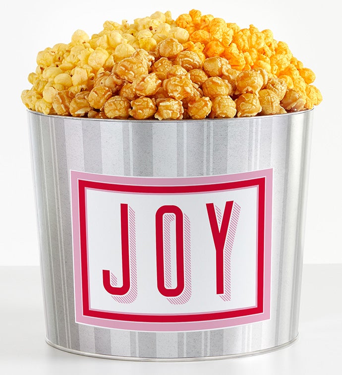 1.75 Gallon Silver Popcorn Tin 3-Flavor, Christmas Gifts by The Popcorn Factory