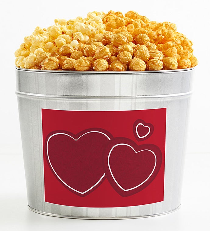 1.75 Gallon Silver Popcorn Tin 3-Flavor, Valentine's Day Gifts by The Popcorn Factory