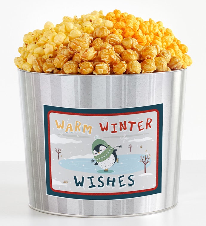 1.75 Gallon Silver Popcorn Tin 3-Flavor, Christmas Gifts by The Popcorn Factory