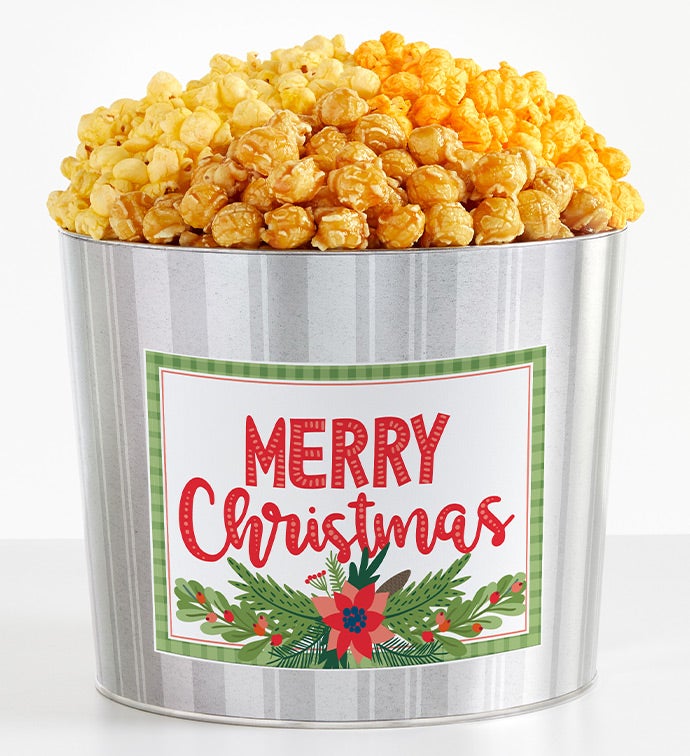 1.75 Gallon Silver Popcorn Tin 3-Flavor, Christmas Gifts by The Popcorn Factory