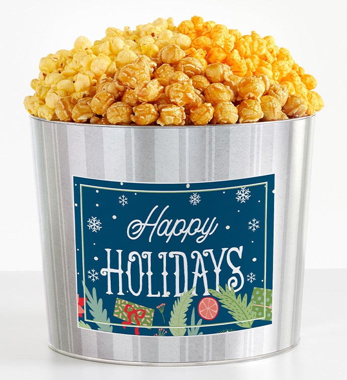 1.75 Gallon Silver Popcorn Tin 3-Flavor, Christmas Gifts by The Popcorn Factory