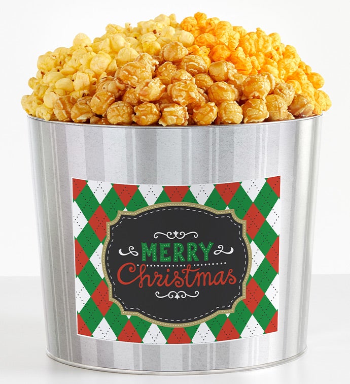 1.75 Gallon Silver Popcorn Tin 3-Flavor, Christmas Gifts by The Popcorn Factory