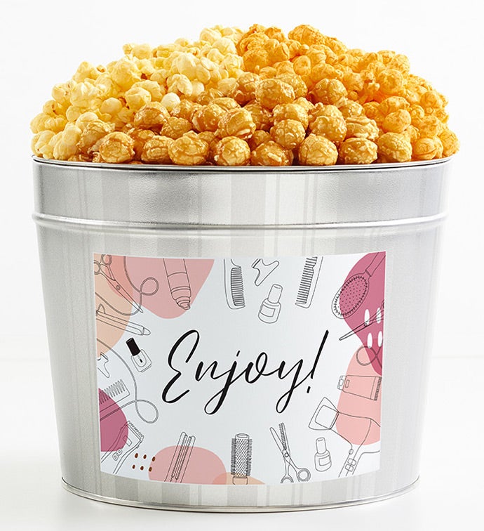 1.75 Gallon Silver Popcorn Tin 3-Flavor, Thank you Gifts by The Popcorn Factory