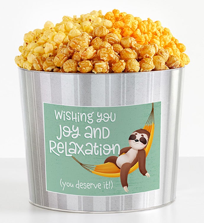 1.75 Gallon Silver Popcorn Tin 3-Flavor, Thank you Gifts by The Popcorn Factory