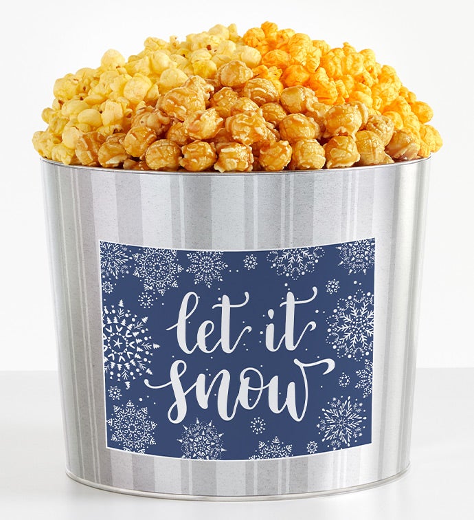 1.75 Gallon Silver Popcorn Tin 3-Flavor, Christmas Gifts by The Popcorn Factory